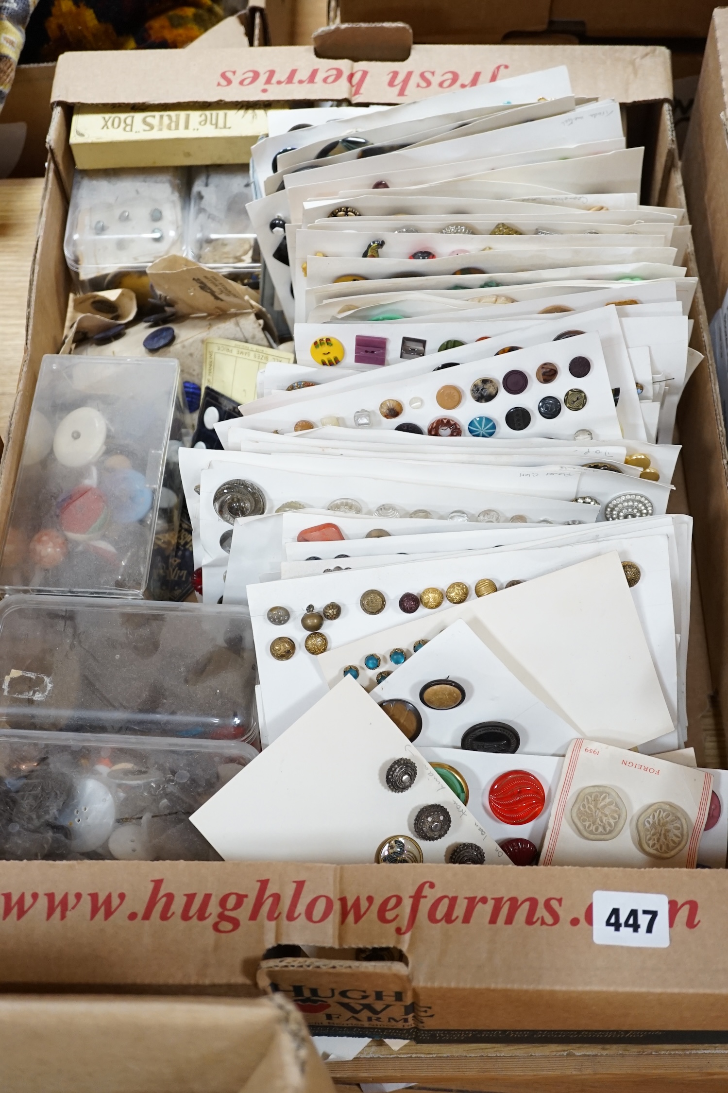 A large collection of Victorian, Edwardian and later buttons, mounted on display cards. Condition - fair